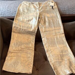 NWT Max Mara Silver wide-leg Women's Linen Jeans 44